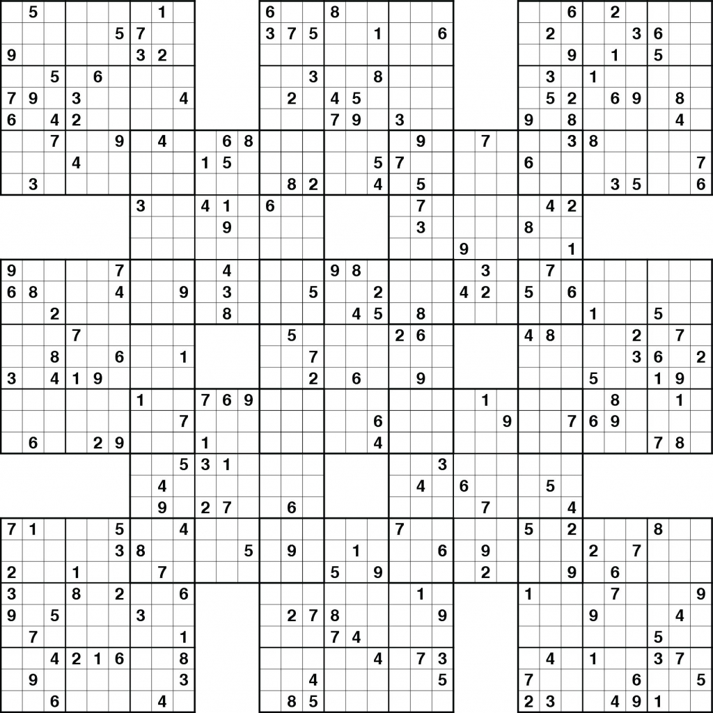 Samurai Sudoku Printable Printable Samurai Sudoku New Template | Printable Samurai Sudoku Grid