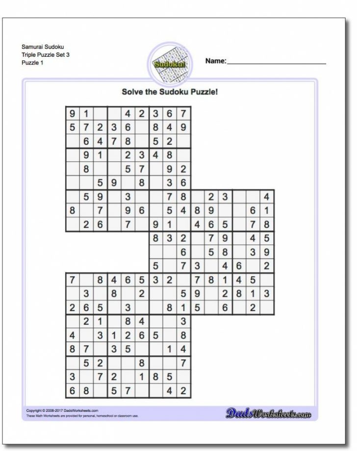 samurai sudoku triples math worksheets sudoku puzzles math