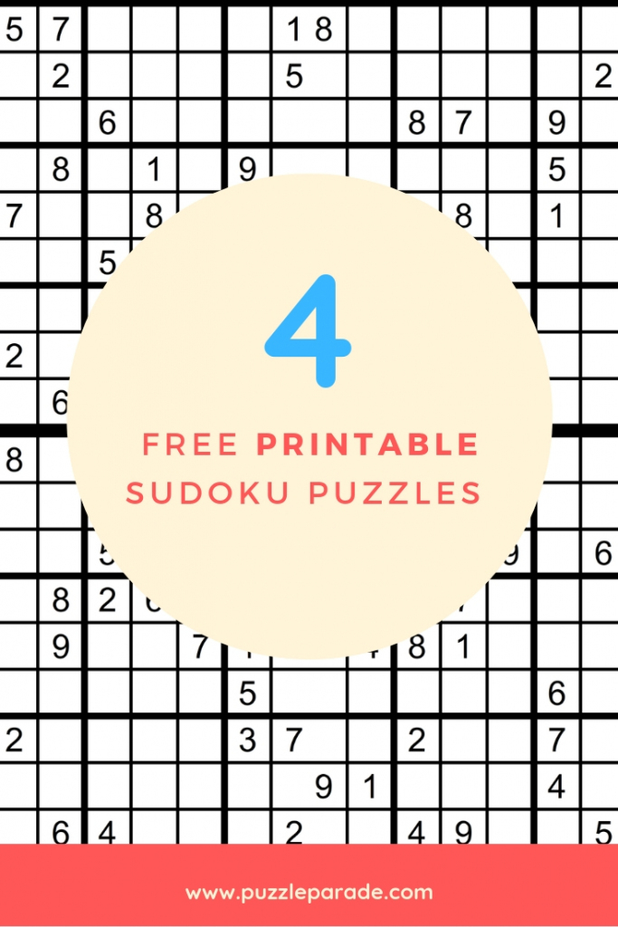 Sudoku Free Printable - 4 Intermediate Sudoku Puzzles - Puzzle Parade | 4 Printable Sudoku Puzzles