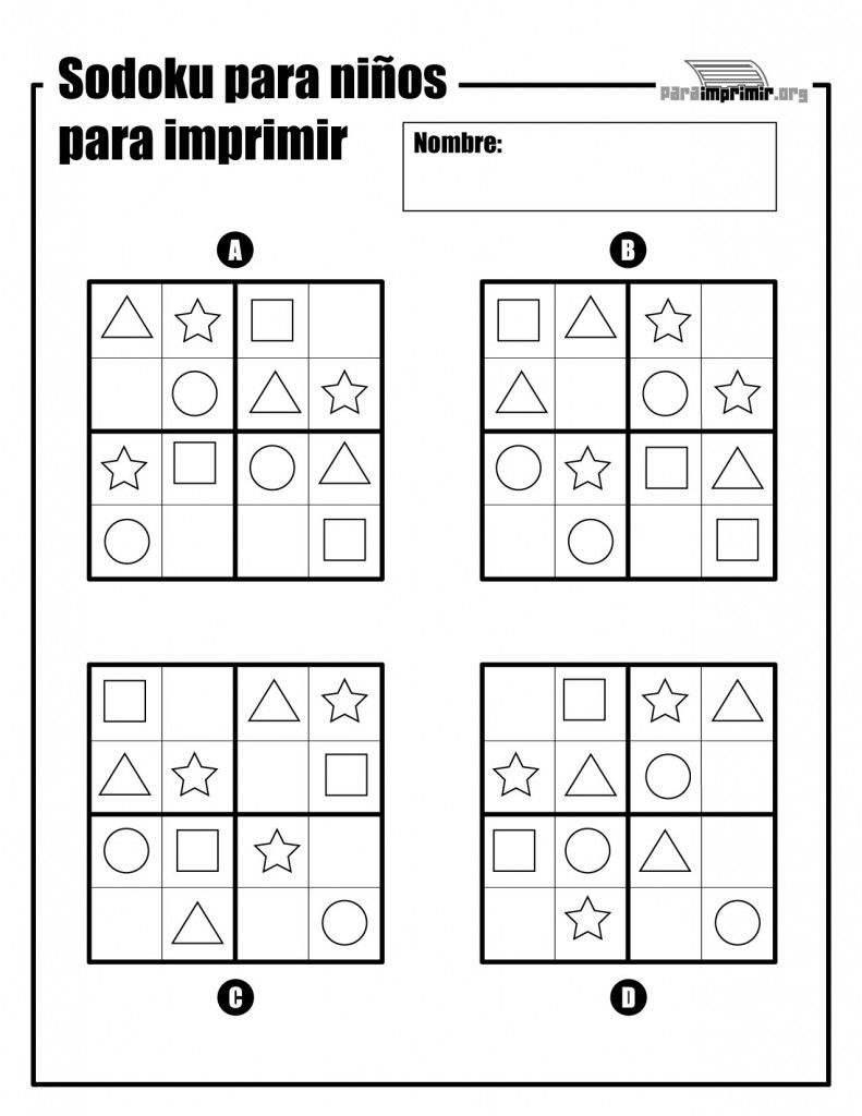 Sudoku Para Niños Para Imprimir | Sudoku | Sudoku Puzzles, Preschool | Sudoku Printable Puzzles Para Imprimir