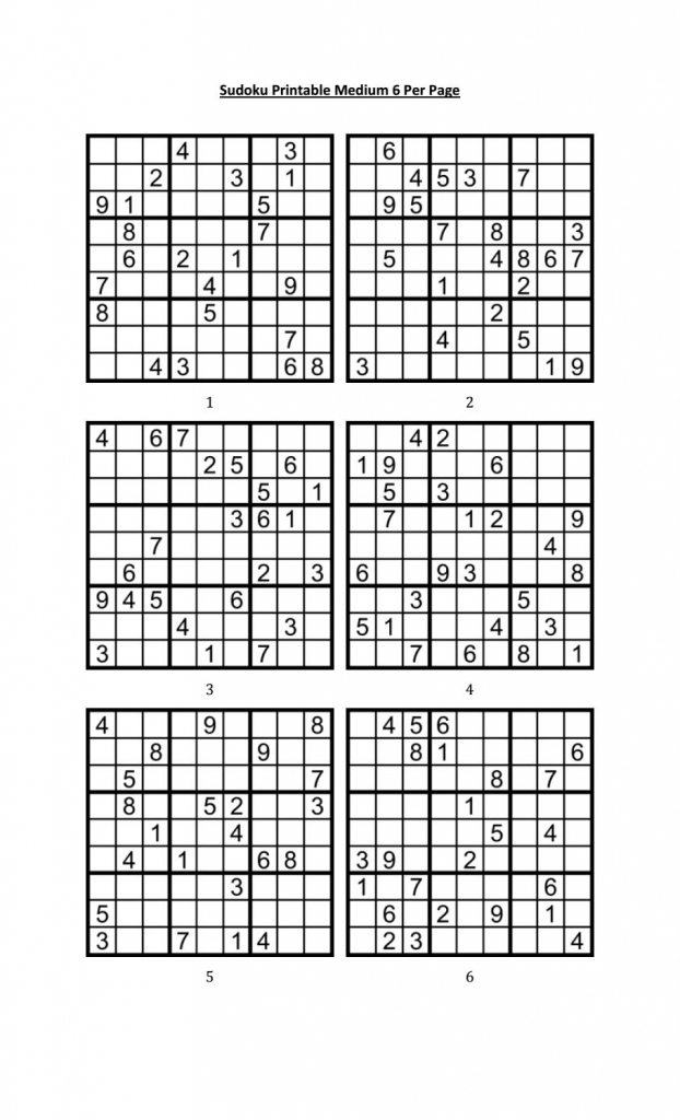 Sudoku Printable Medium 6 Per Pageaaron Woodyear - Issuu | Printable Sudoku 6 Per Page