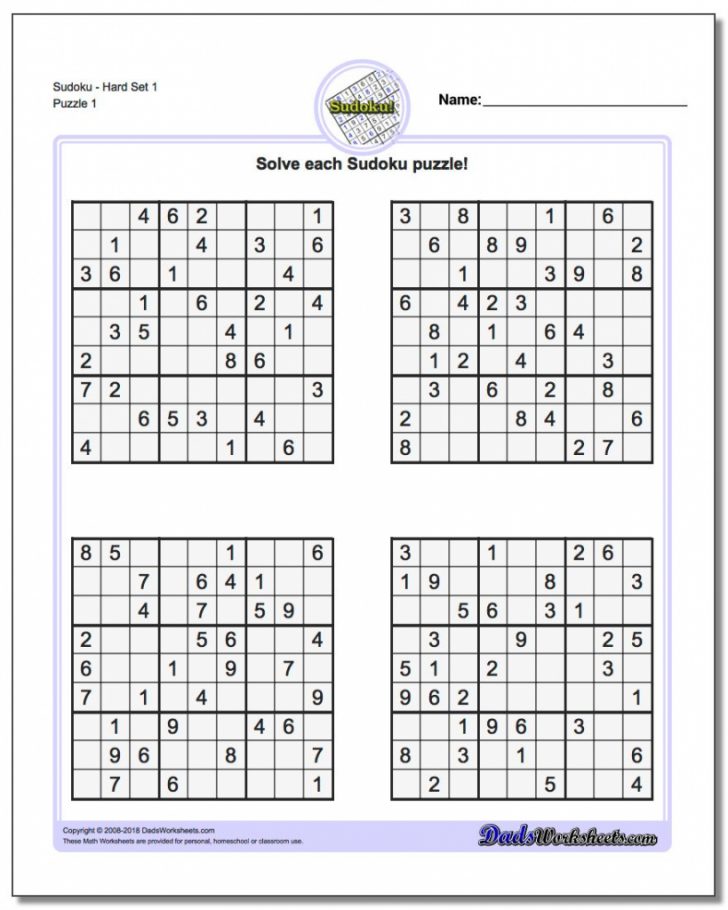 Printable Sudoku Free - Part 4