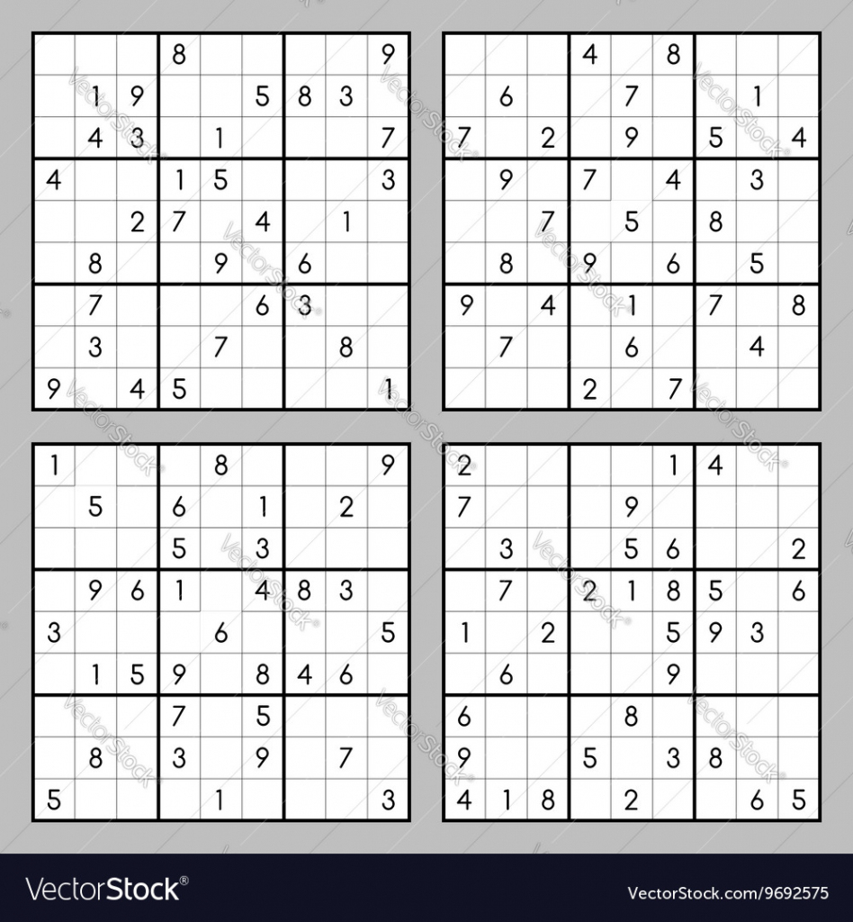 Sudoku Puzzles Royalty Free Vector Image - Vectorstock | Printable Sudoku Multiple Per Page