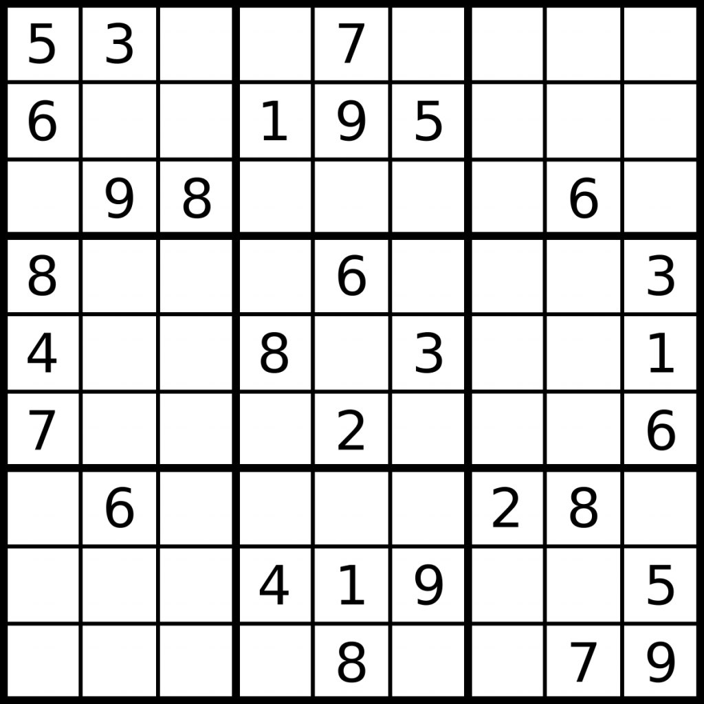 Sudoku - Simple English Wikipedia, The Free Encyclopedia | Free Printable Sudoku 9X9