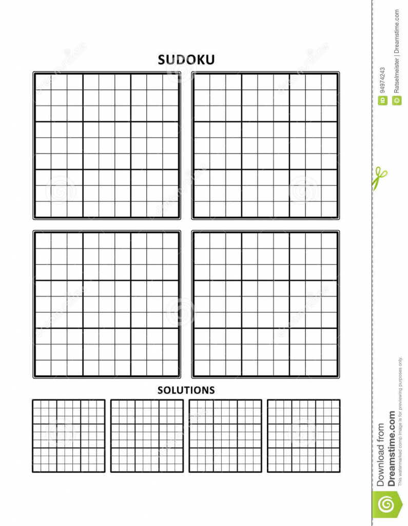 Sudoku Template, Four Grids With Solutions On A4 Or Letter Sized | Free Printable Sudoku And Solutions