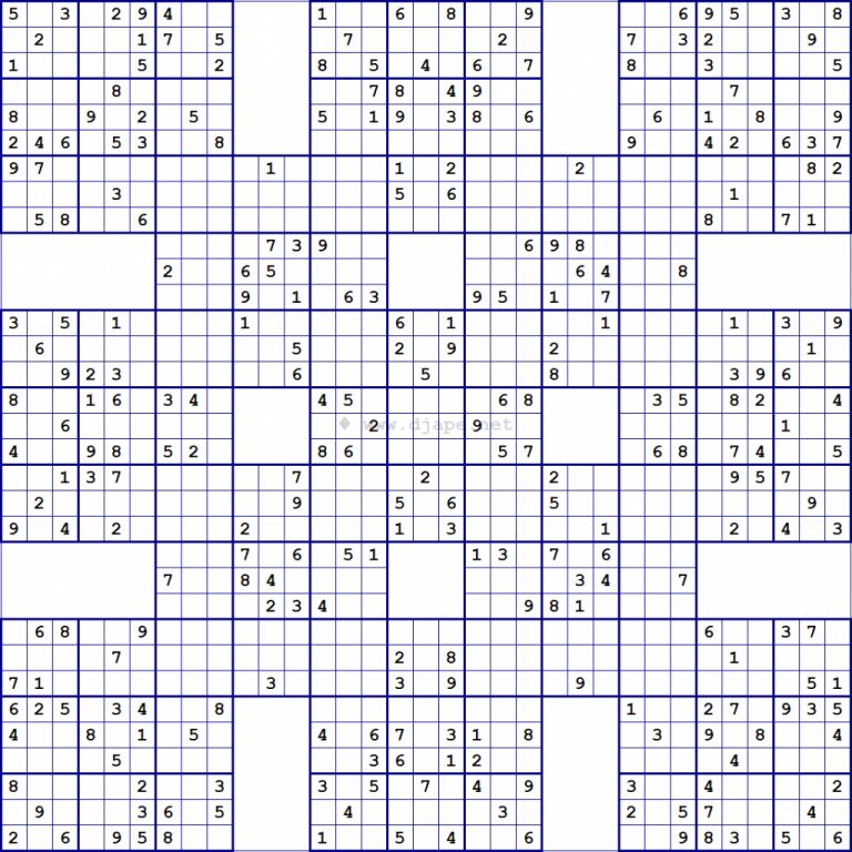 Super Samurai Sudoku 13 Grids Printable Combination Sudoku Printable Sudoku Free