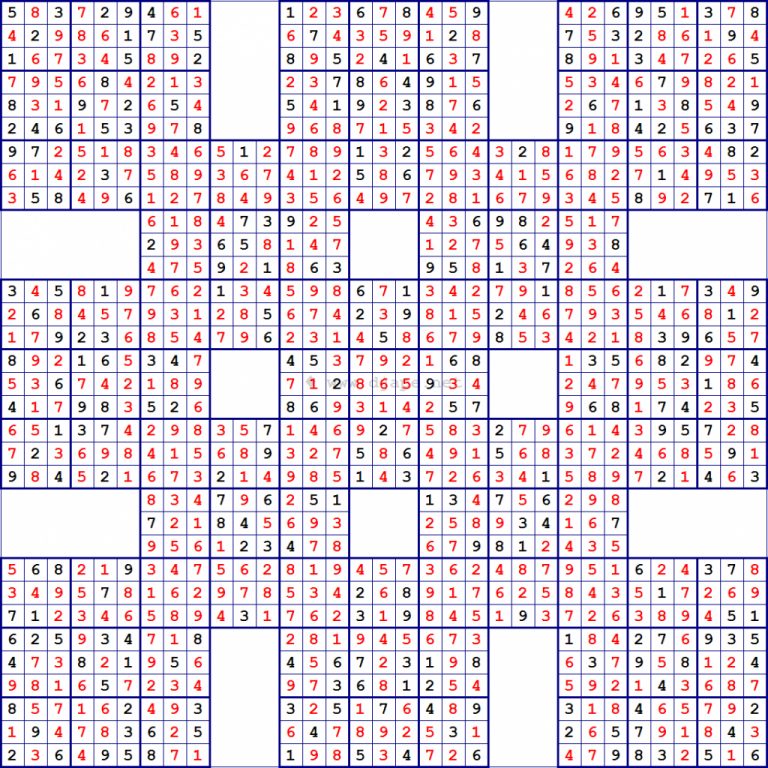 Super Samurai Sudoku 13 Grids Printable Giant Sudoku Printable