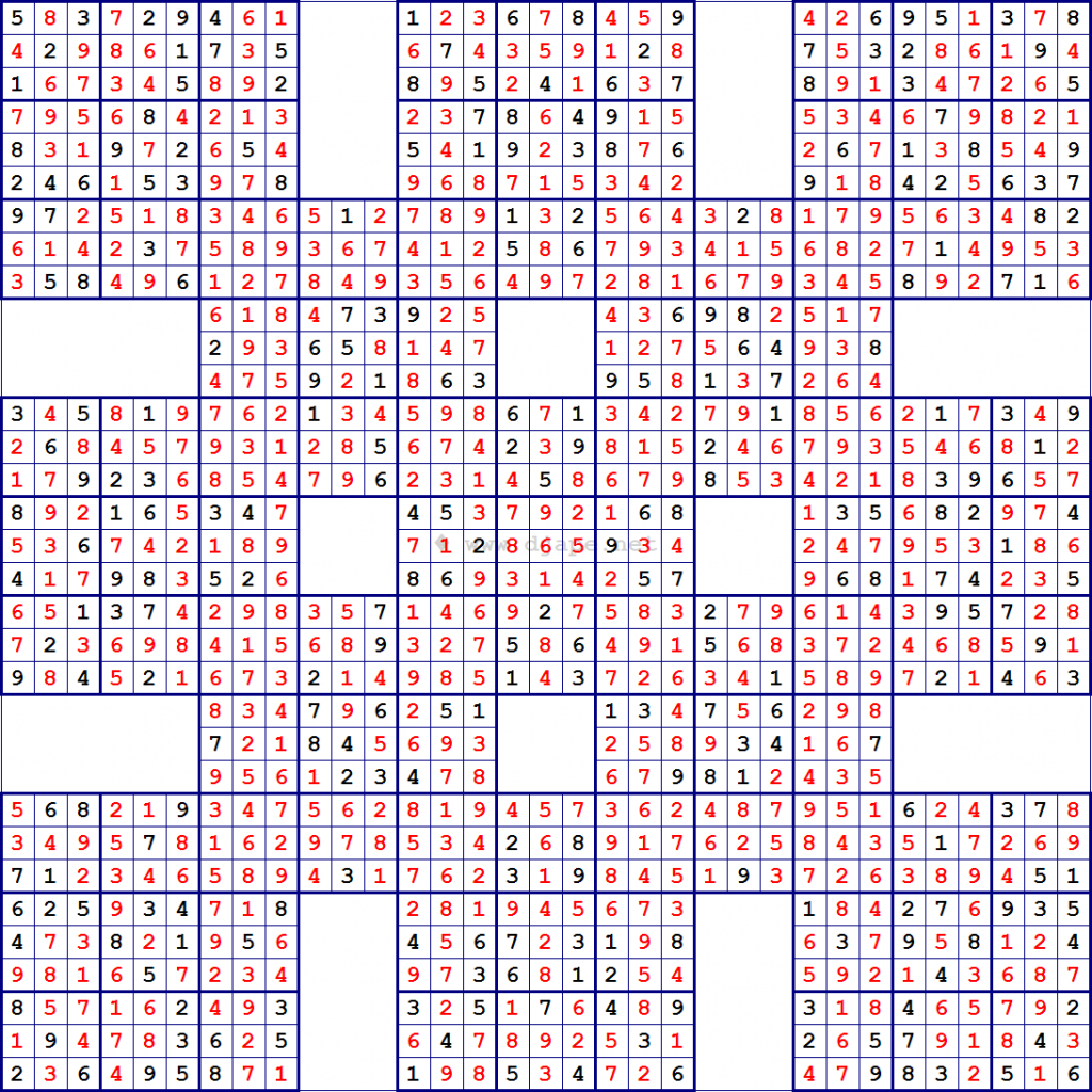 Super Samurai Sudoku 13 Grids | Super Sudoku Printable Download
