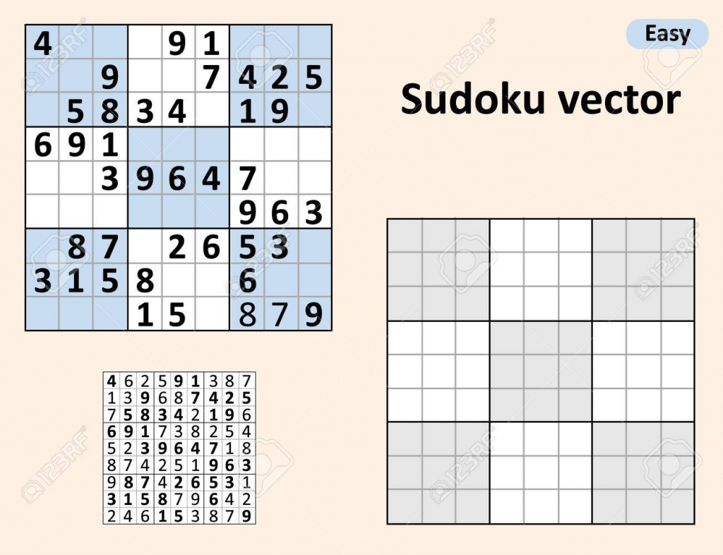 Symmetrical Sudoku With Answers. Vector Set Sudoku. Blank Template | Printable Sudoku 2 Per Page Blank