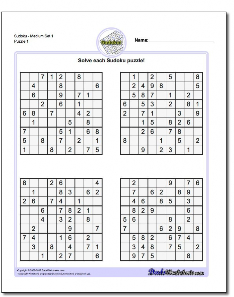 free daily printable sudoku puzzles