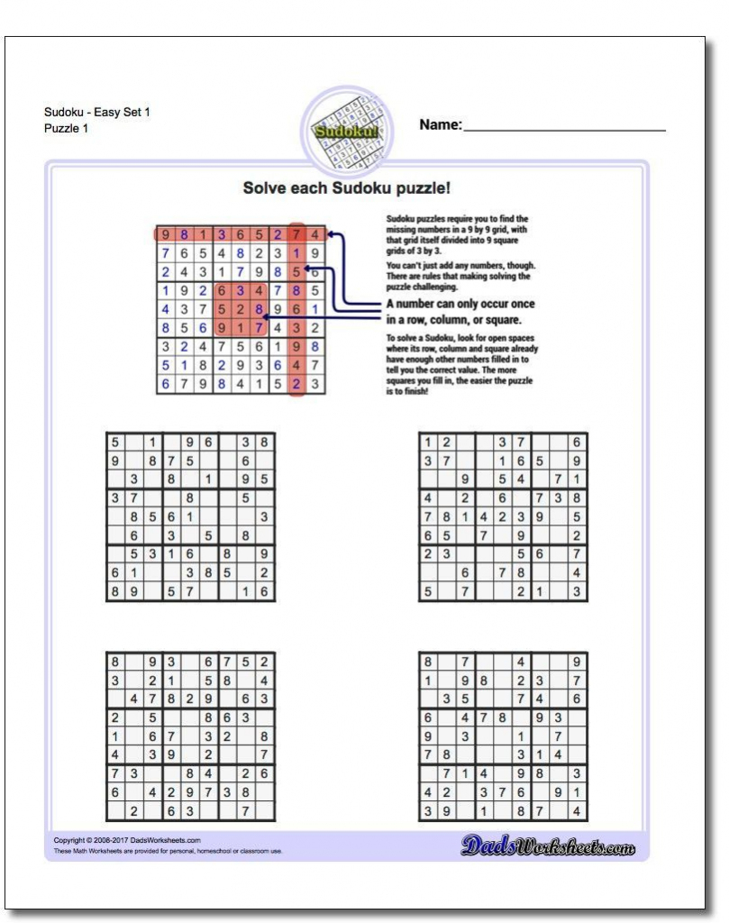These Printable Sudoku Puzzles Range From Easy To Hard, Including | Printable Sudoku For 10 Year Olds