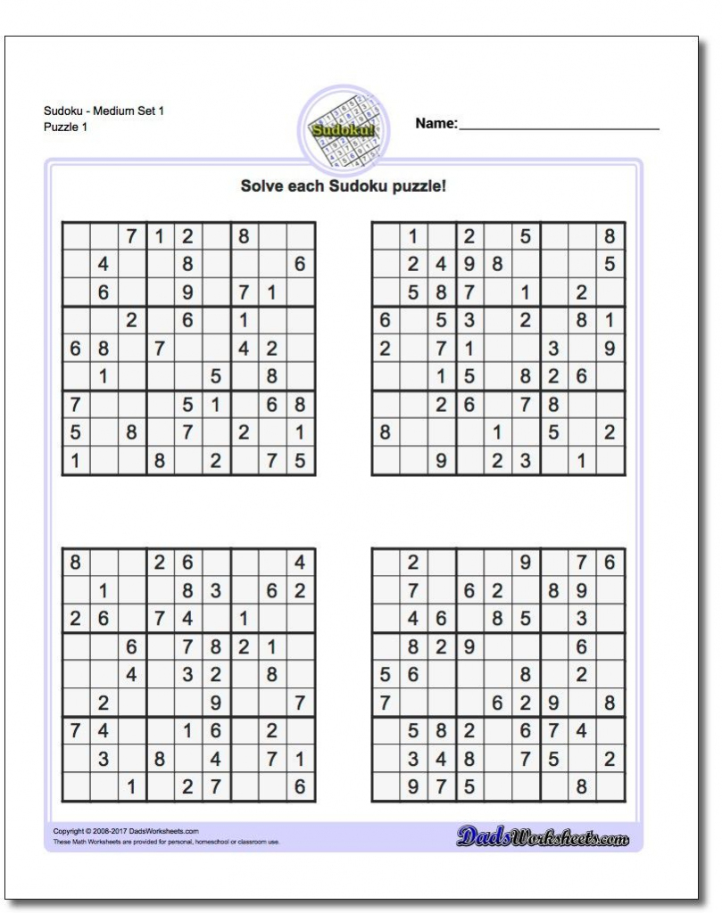 These Printable Sudoku Puzzles Range From Easy To Hard, Including | Printable Sudoku Pdf Medium