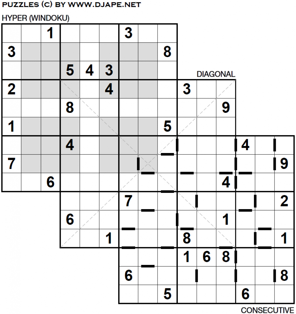 free hyper sudoku puzzles printable